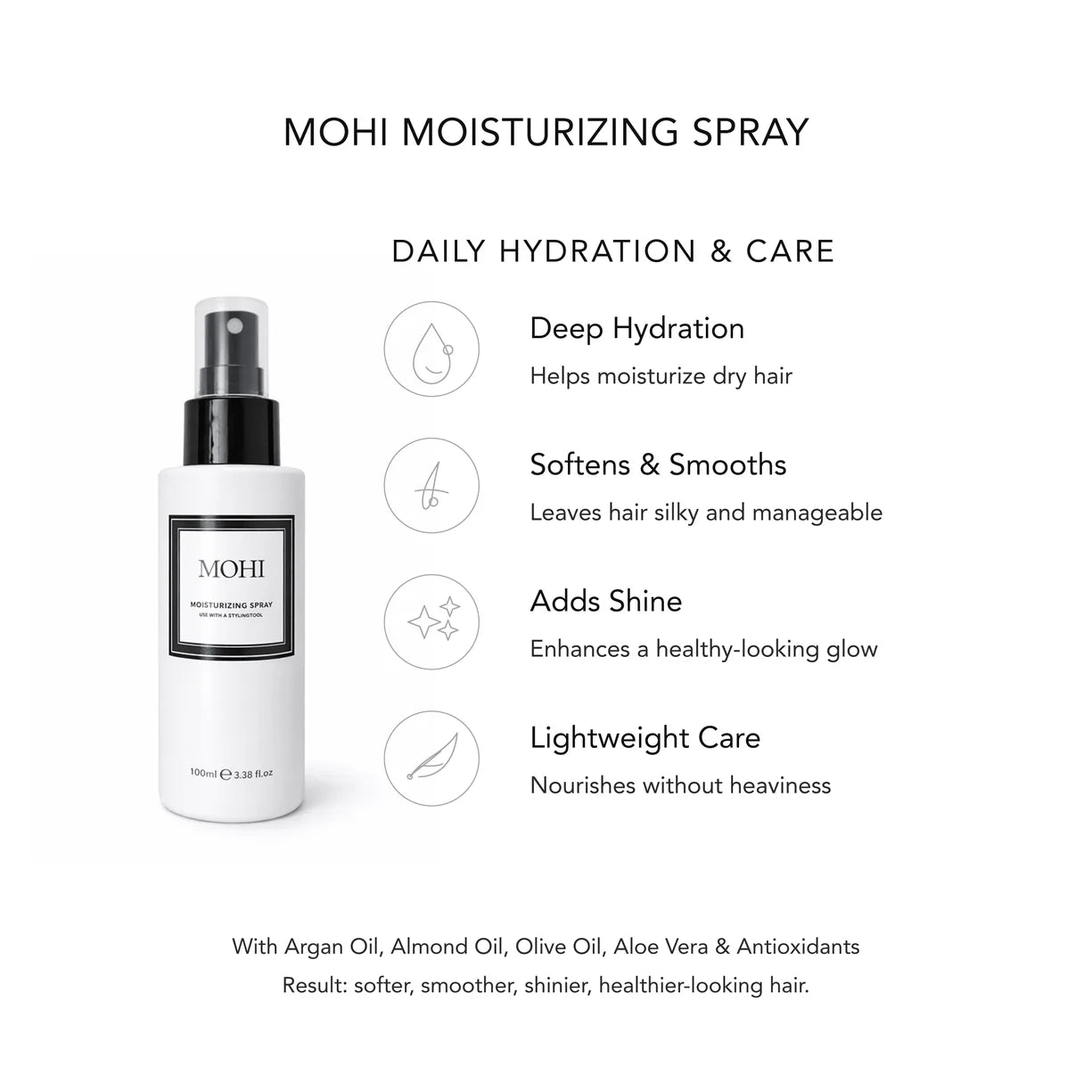 Mohi Spray hydratant pour cheveux 100 ml