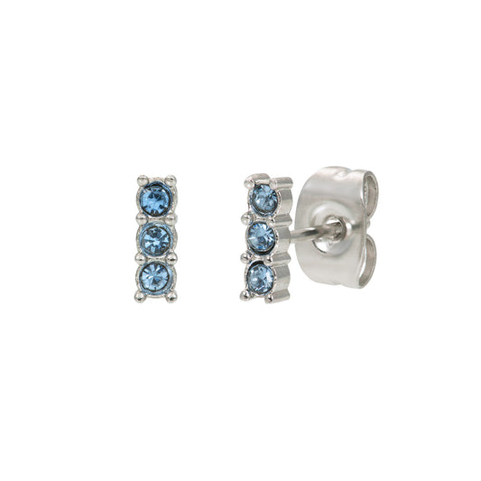 Clous d'oreilles iXXXi Triple Stone Bleu Argent